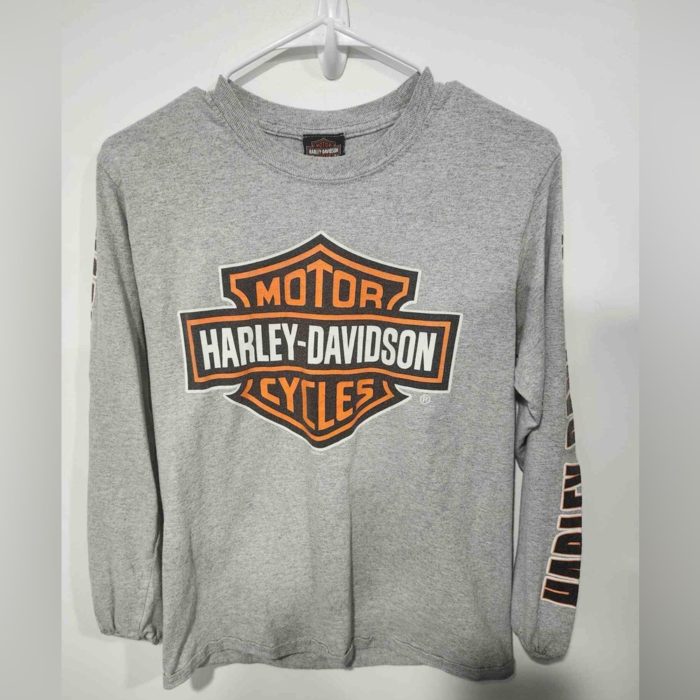 Harley-Davidson Long Sleeve Tee in Gray with Orange Logo